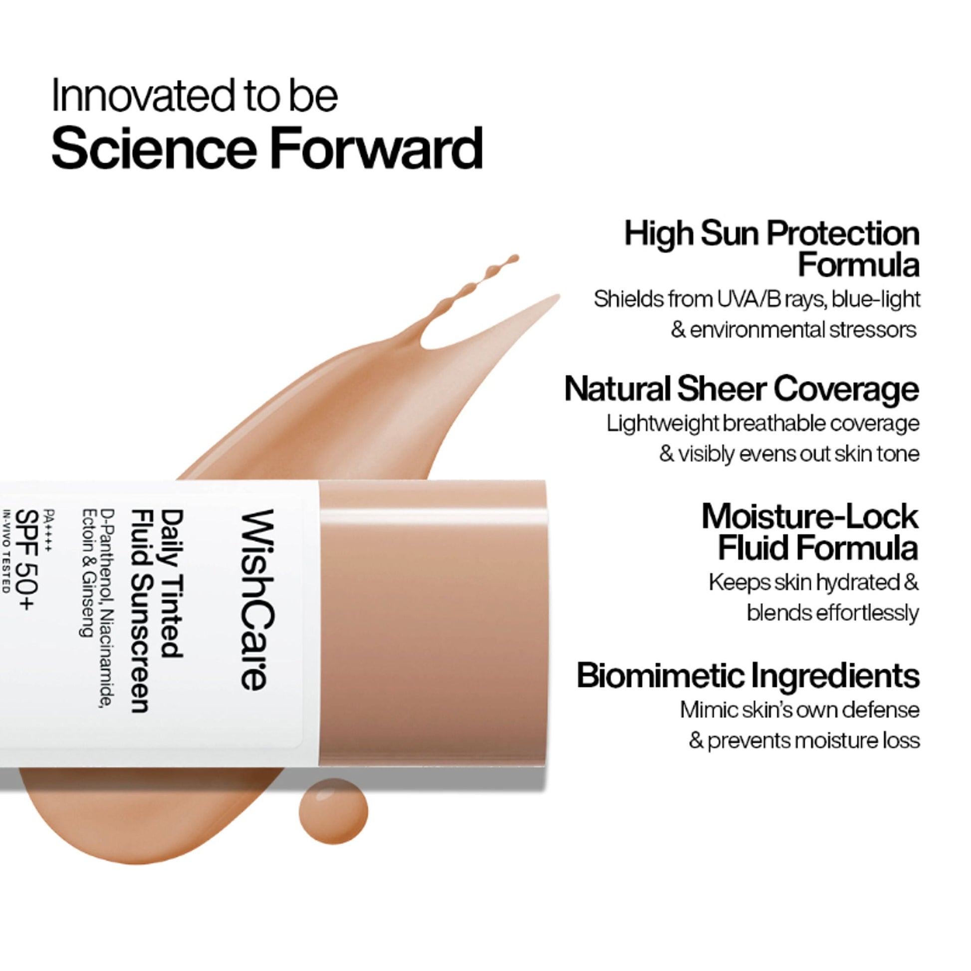 Wishcare Daily Fluid Tinted Sunscreen SPF50PA++++ - M204  Grab2Buy Wishcare Grab2Buy