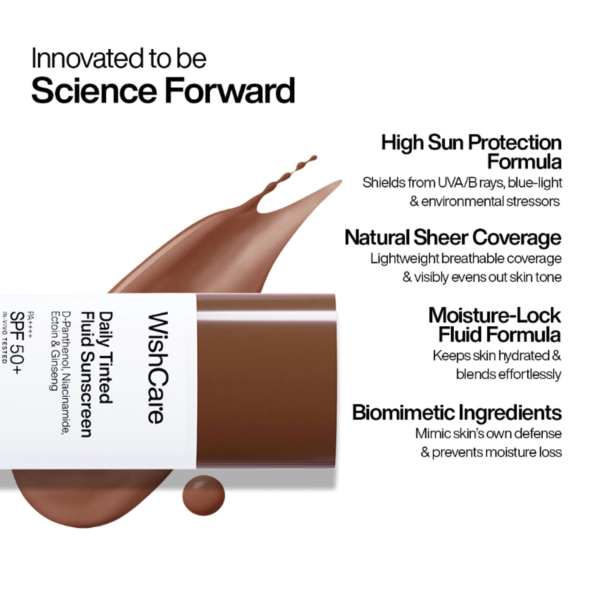 Wishcare Daily Fluid Tinted Sunscreen SPF50PA++++ - R302  Grab2Buy Wishcare Grab2Buy