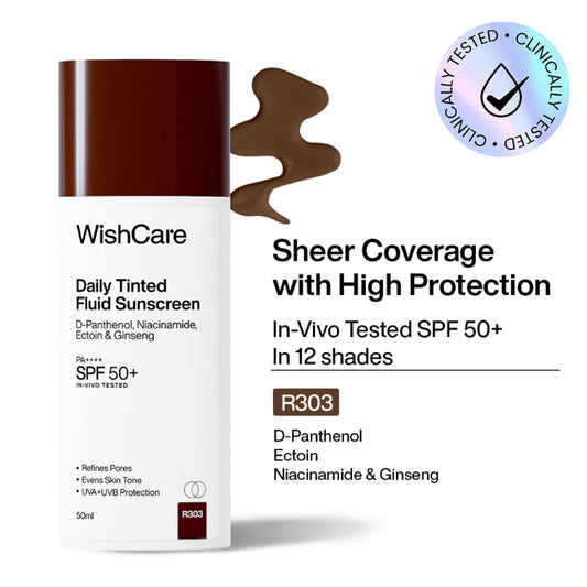 Wishcare Daily Fluid Tinted Sunscreen SPF50PA++++ - R303  Grab2Buy Wishcare Grab2Buy