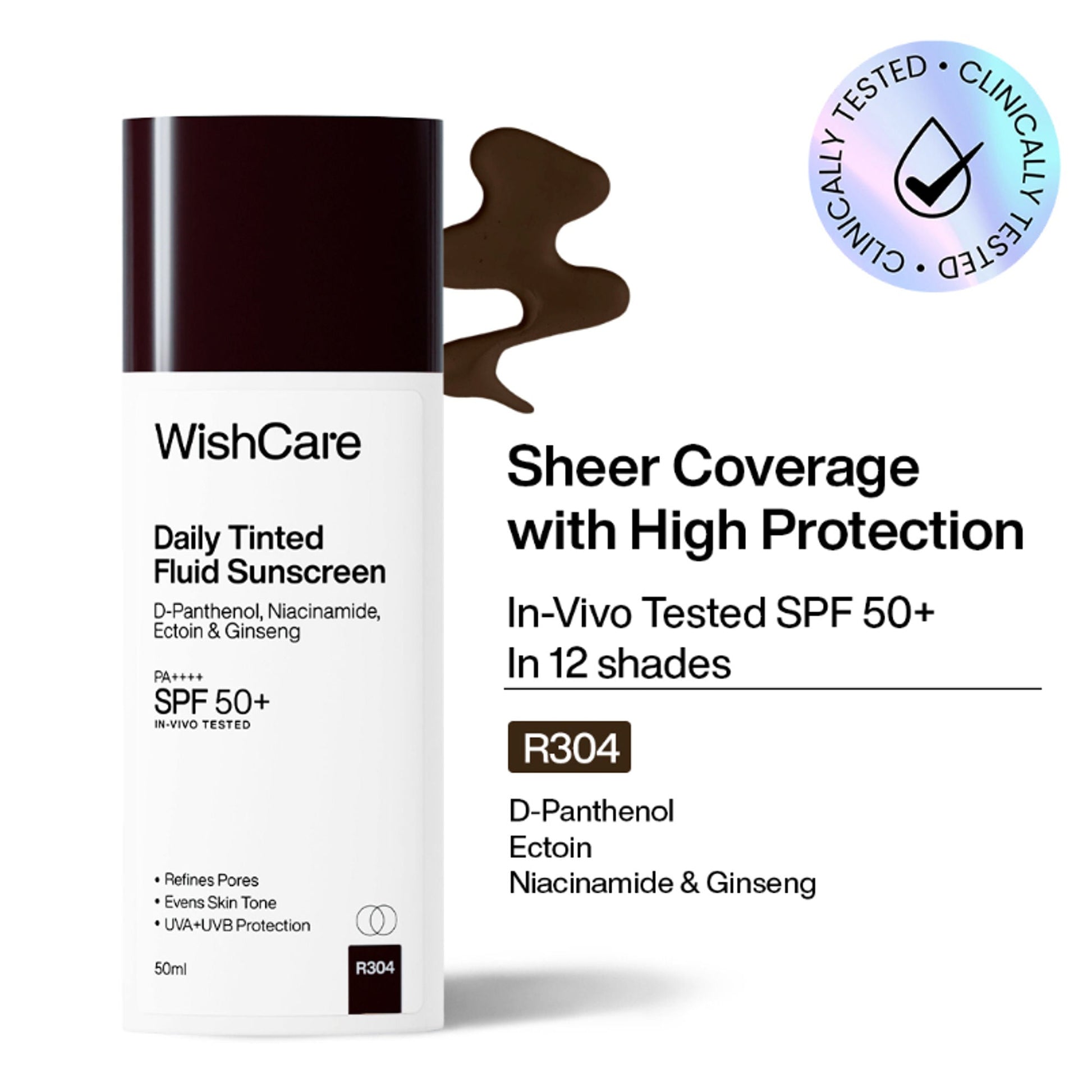 Wishcare Daily Fluid Tinted Sunscreen SPF50PA++++ - R304  Grab2Buy Wishcare Grab2Buy