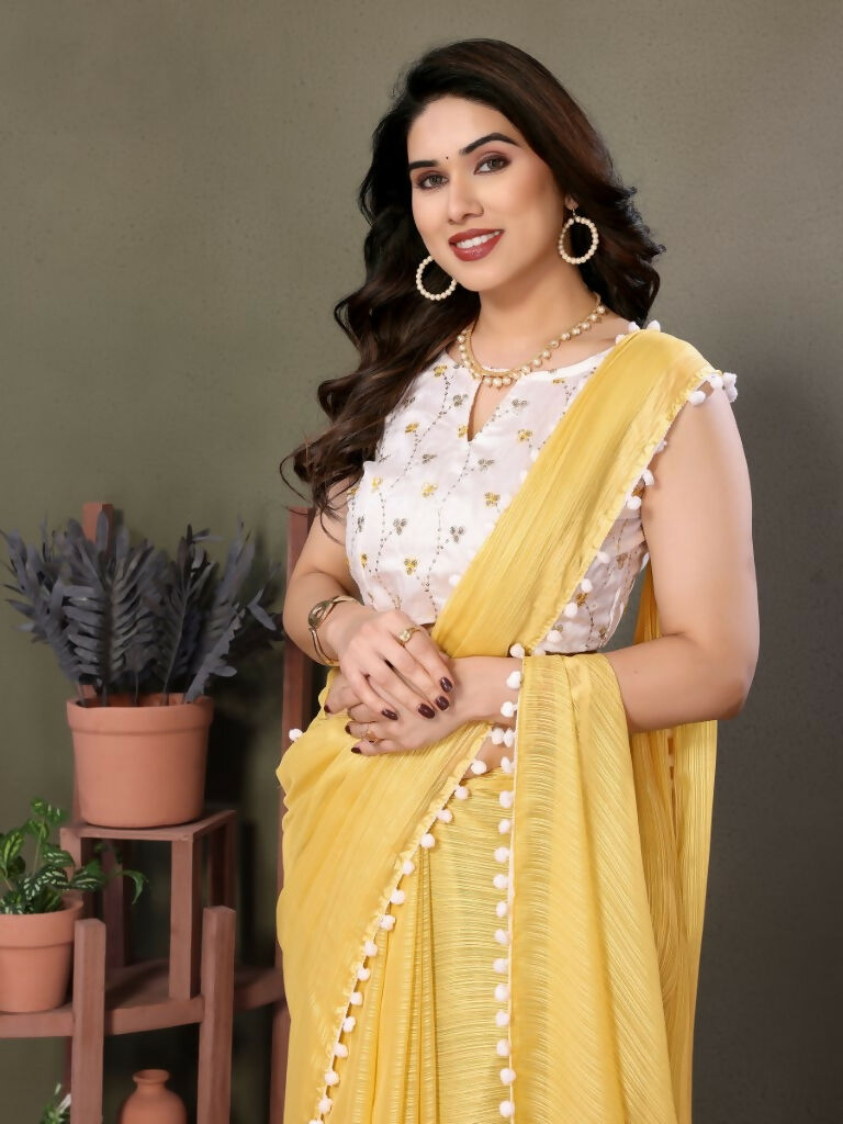 Designer Partywear Yellow Banglor Fancy Saree - Kanak