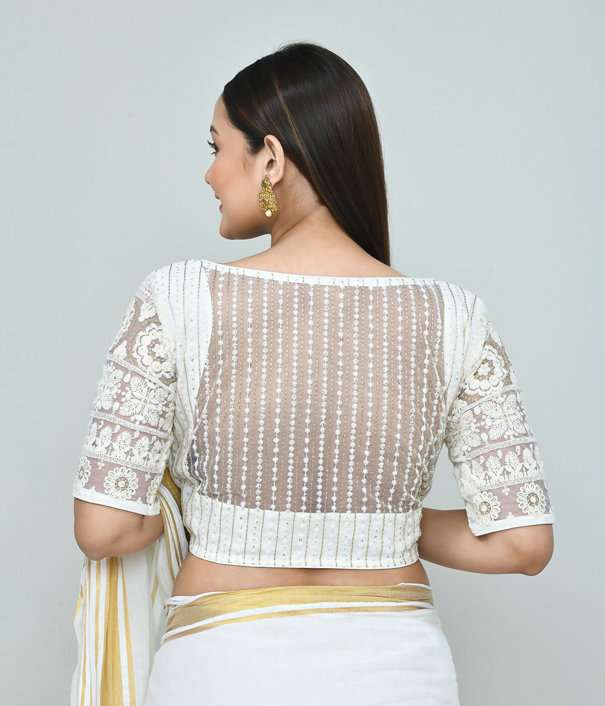 Joban Fashion Women's White Embroidered Stitched Blouse
