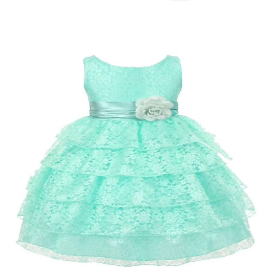 Asmaani Baby Girl's Aqua Blue Colour Satin A-Line Maxi Full Length Dress (AS-DRESS_22108) - Grab2buy