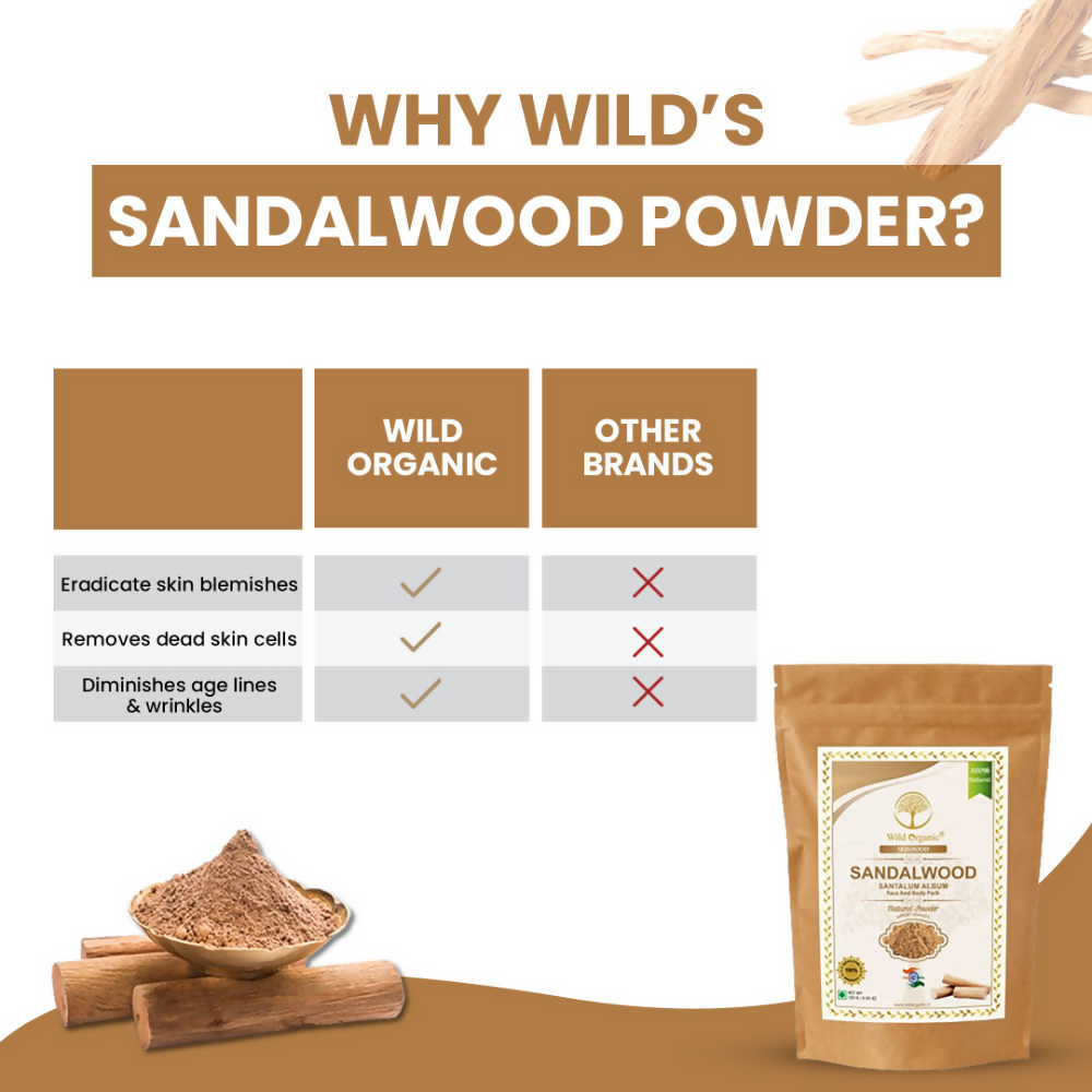 Wild Organic Sandalwood Powder for Skin Brightening Face And Body Pack 