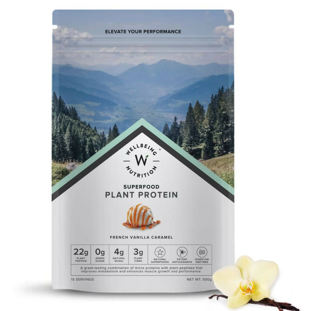 Wellbeing Nutrition Superfood Plant Protein-French Vanilla Caramel  Grab2Buy Wellbeing Nutrition Grab2Buy