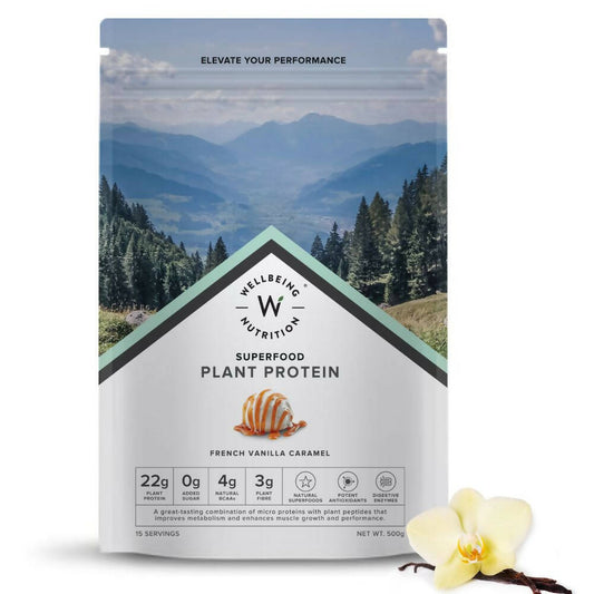 Wellbeing Nutrition Superfood Plant Protein-French Vanilla Caramel  Grab2Buy Wellbeing Nutrition Grab2Buy