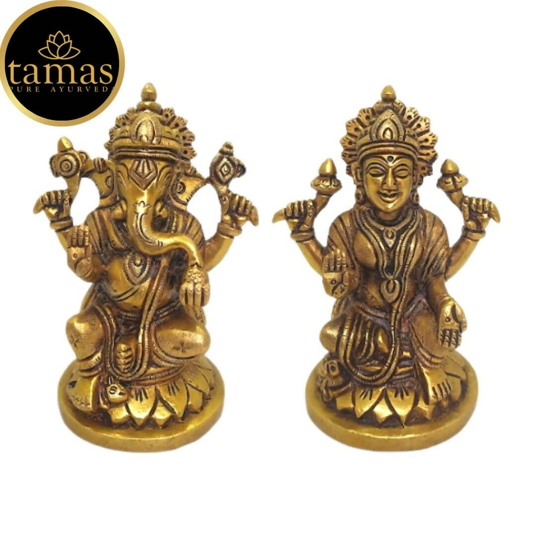 Tamas Brass Lord Ganesh Lakshmi Statue (Golden) - Grab2buy