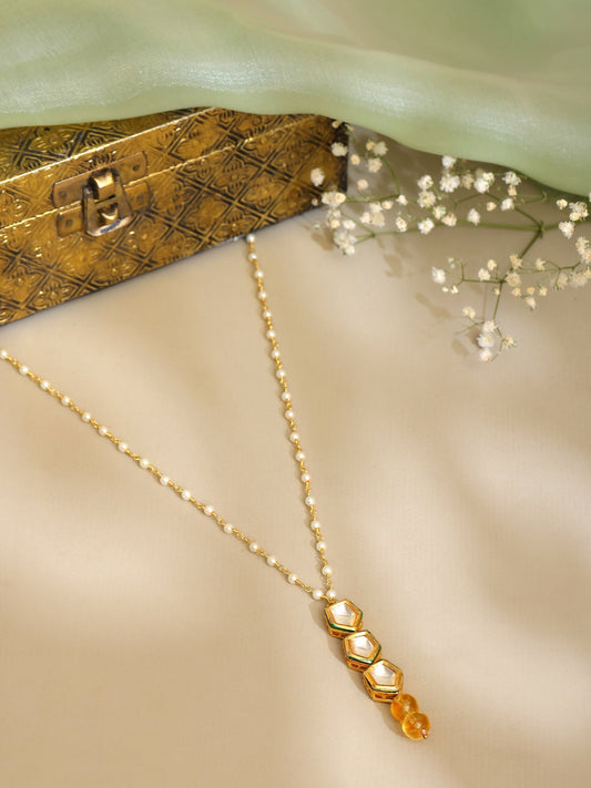 Ruby Raang Yellow Citrine Kundan Necklace | Grab2Buy