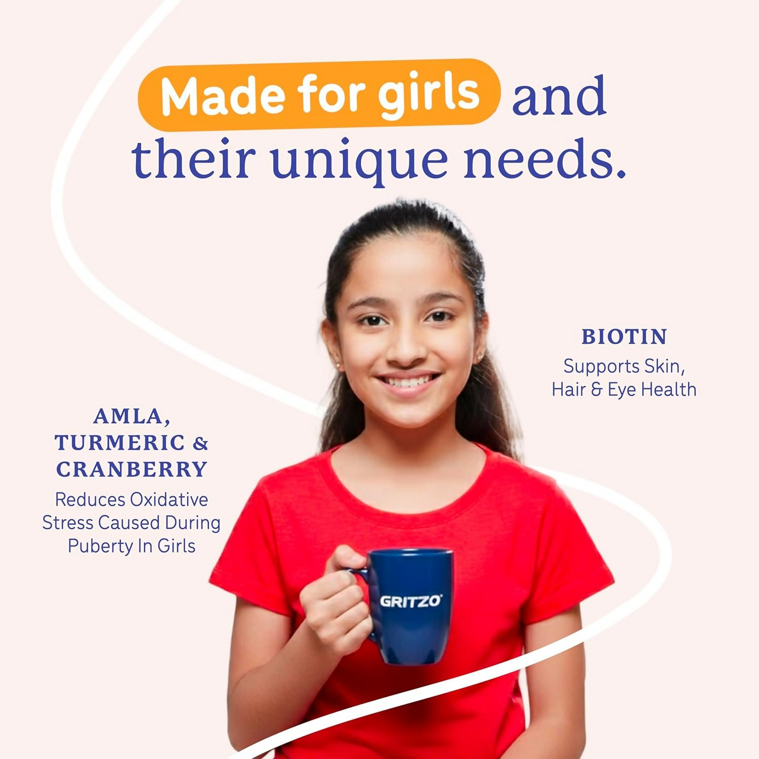 Gritzo SuperMilk Growth+ (Formerly Height+) Unsweetened Drink Mix (10-12y Girls) 12g Protein Powder - Creamy Vanilla