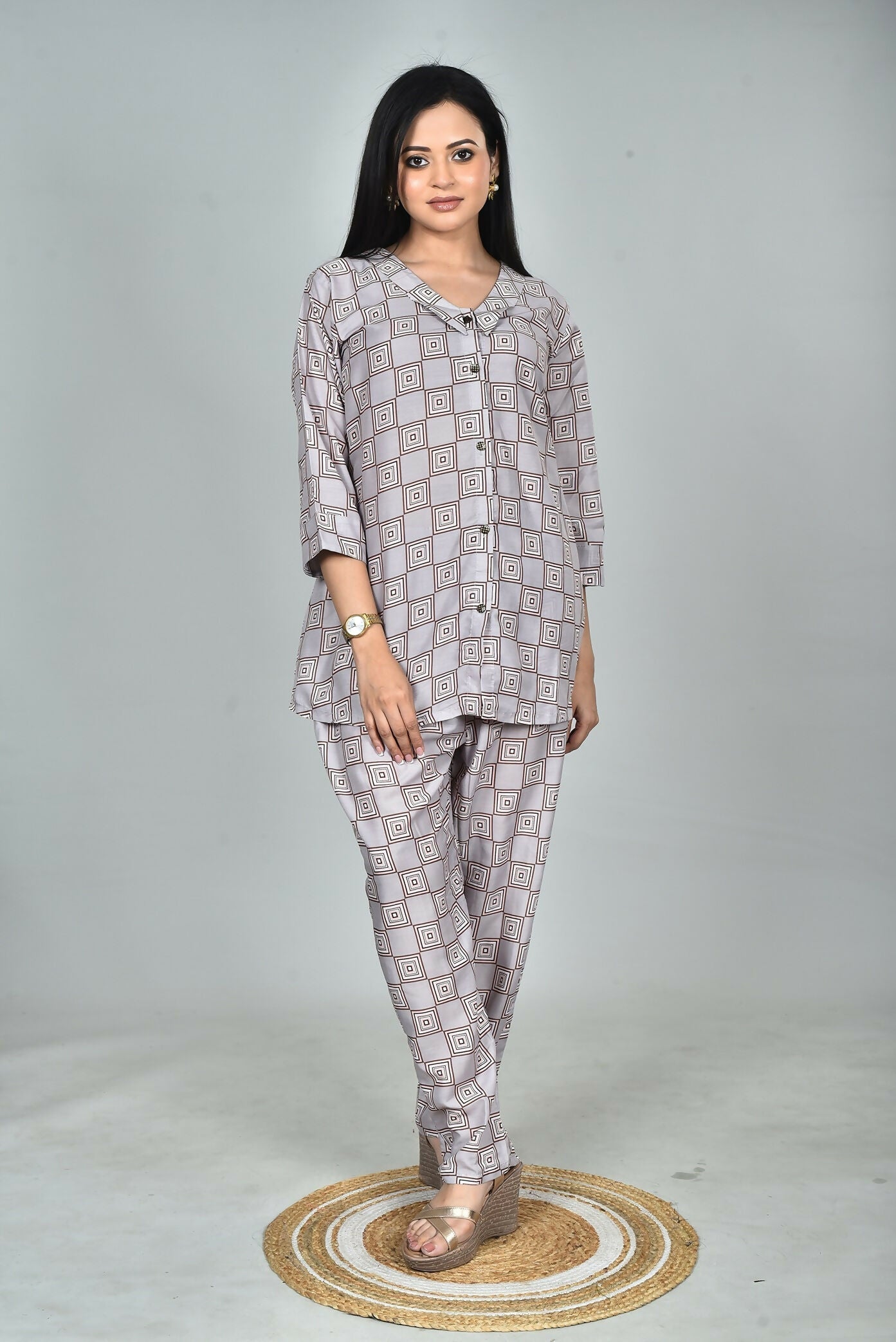 Morchari Digital Print Semi Muslin Co-Ord Set Top & Trouser-Multicolor 