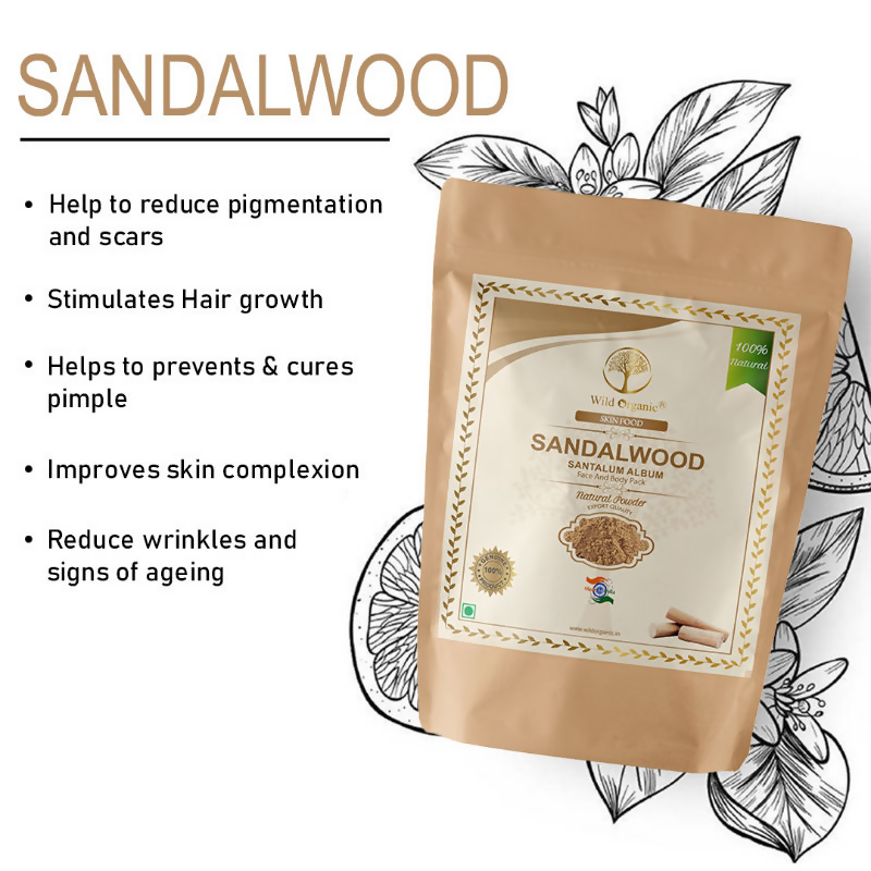 Wild Organic Sandalwood Powder For Skin And Body Pack 