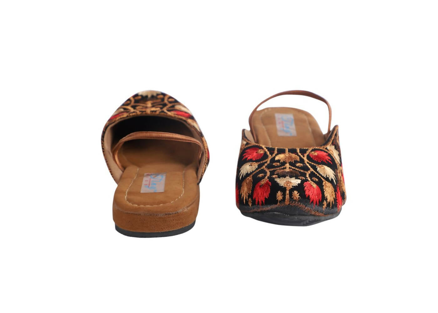 Tiny Bugs Girls Embroidered Strap Ethnic Mojaris - Black  Grab2Buy Tiny Bugs Grab2Buy