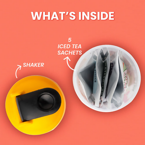 Bevzilla 5 Flavoured Iced Tea Sachets + Shaker 