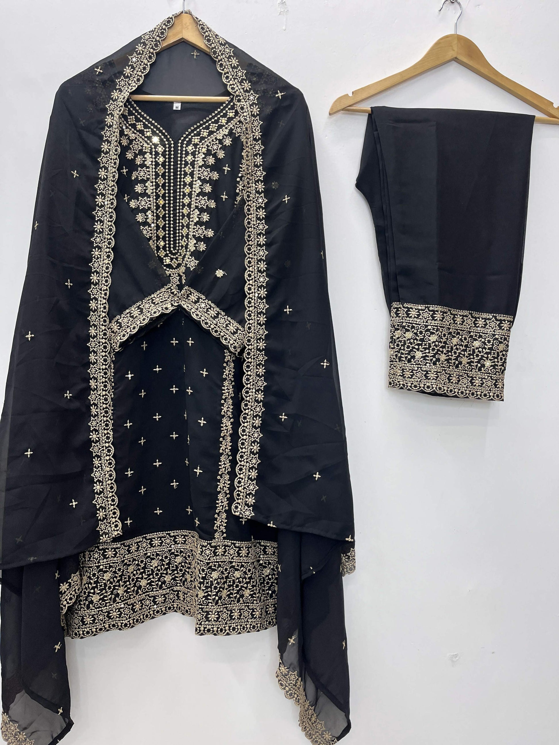 Teeya Creation Black Color Faux Georgette Embroidery Work Party Wear Salwar Suit