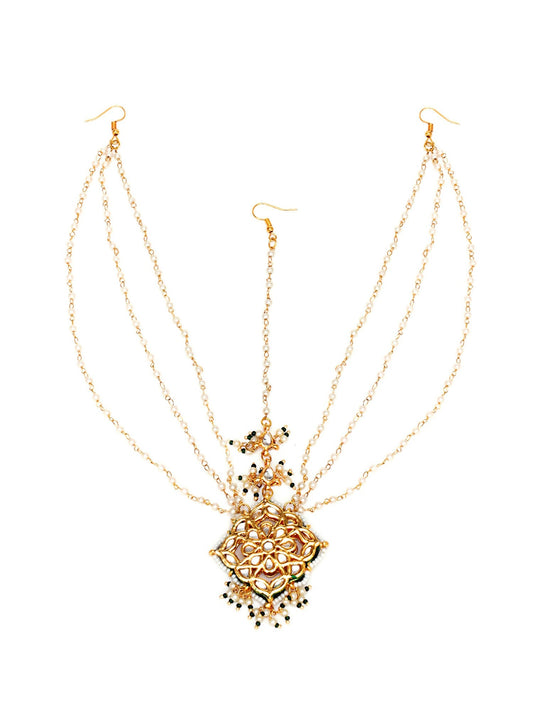 Layered Pearl Matha Patti (Gold) - Ruby Raang | Swadesiicart