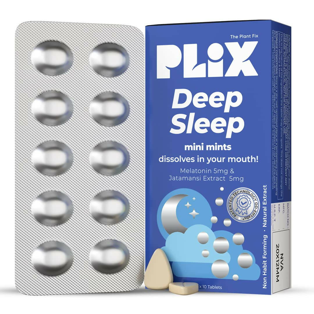 PLIX The Plant Fix Melatonin Deep Sleep Oral Dissolving Mini Mints Effervescent Tablets 