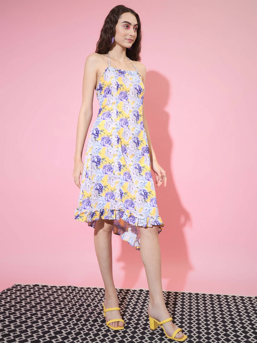 Myshka Women's Multi Floral Printed Fit and Flare Dress