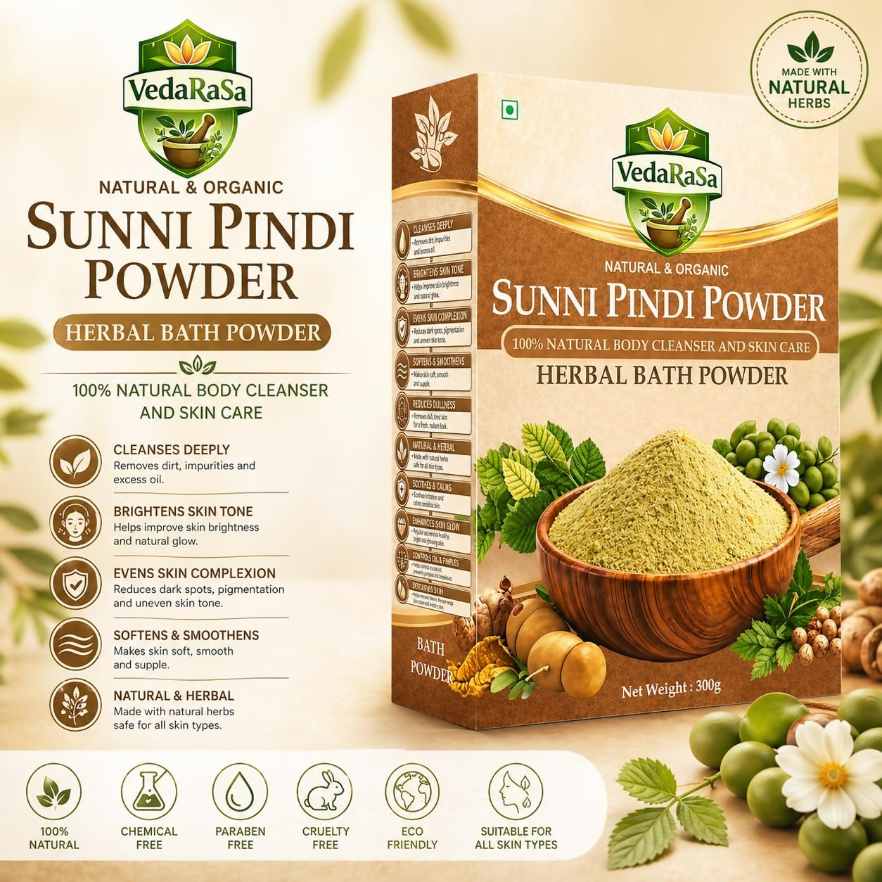 VedaRasa Sunni Pindi Herbal Bath Powder  Grab2Buy VedaRasa Grab2Buy