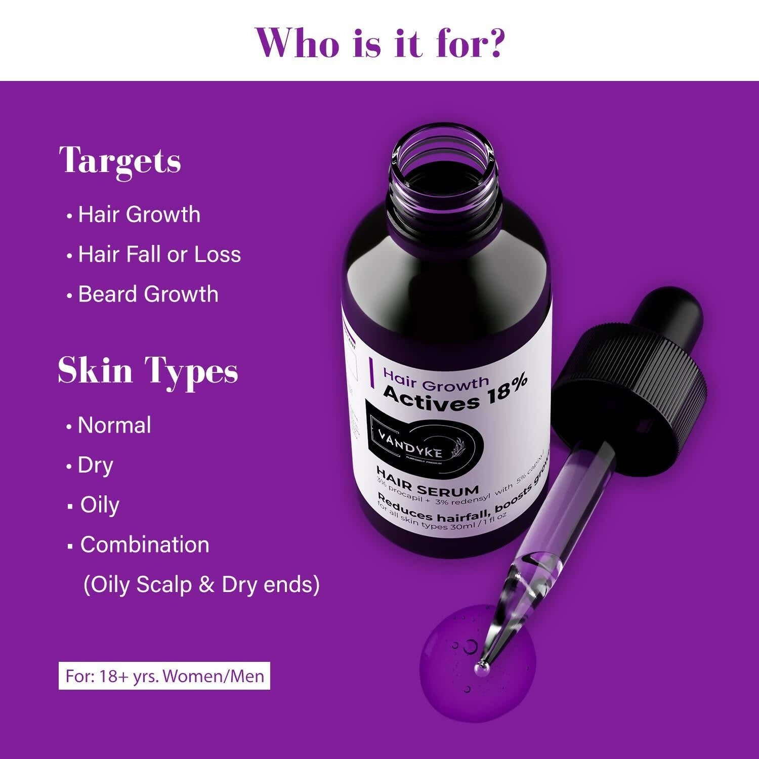 Vandyke Hair Growth Actives 18% Hair Serum  Grab2Buy Vandyke Grab2Buy