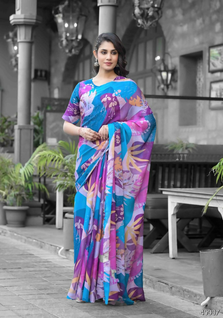 stylish Casual Multi Imported georgette Ready to Wear Fancy Saree - Ashwini