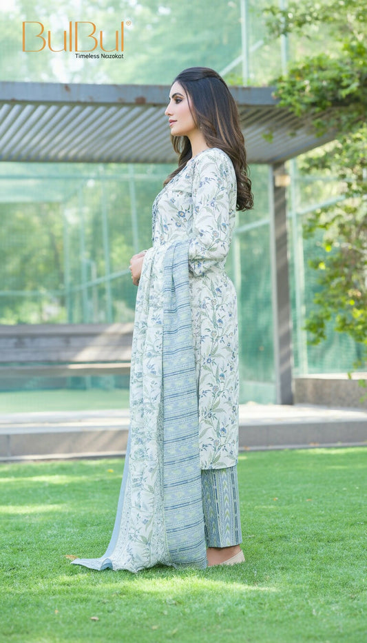 BulBul Fashionista Cotton Floral Blue Kurta Set with Dupatta 