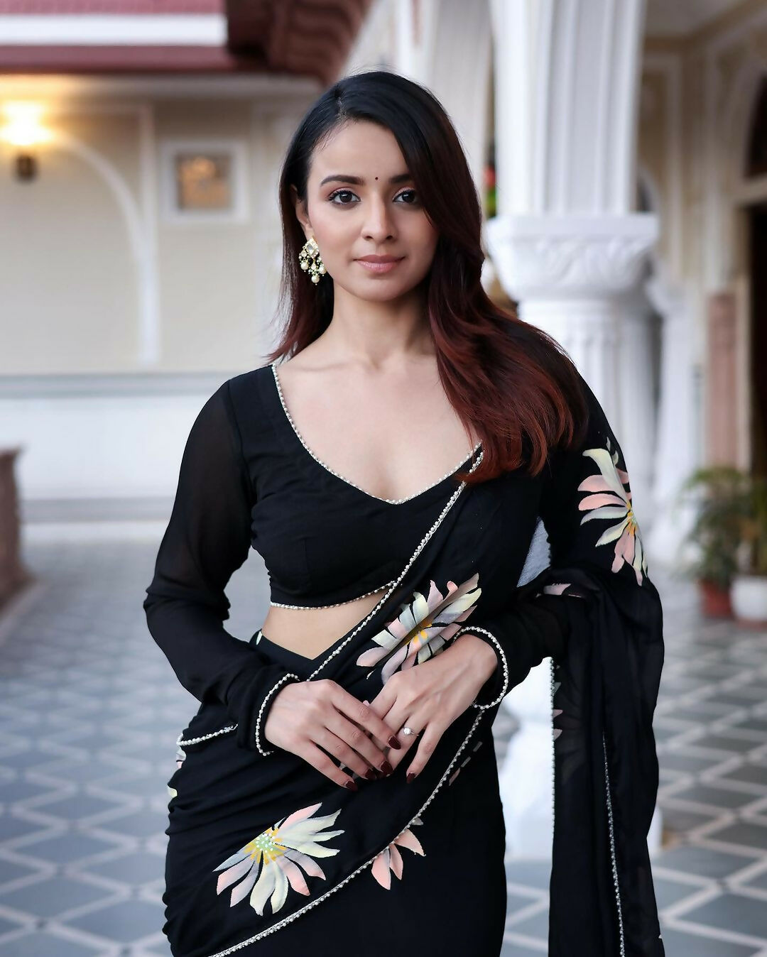 Exclusive Collection Black Party Wear Ruffle Georgette Grab2Buy 