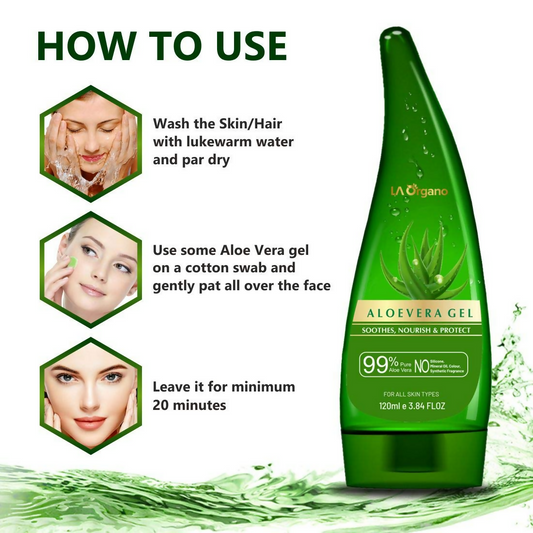 LA Organo Aloe Vera Gel for Face & Hair Moisturization and Papaya Skin Whitening Cream Combo - Grab2buy