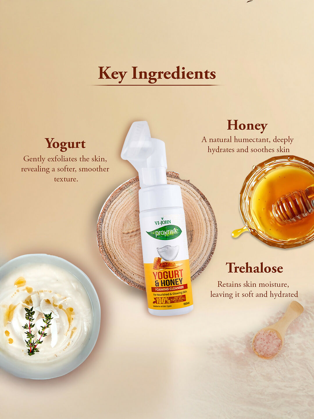 VI-JOHN Prakritik Yogurt & Honey geling Face wash Restores glow, Made With 100% Natural Bio Actives  Grab2Buy VI-JOHN Grab2Buy