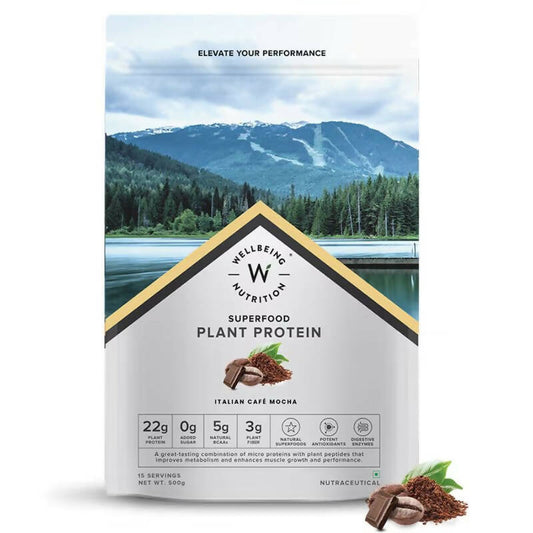 Wellbeing Nutrition Superfood Plant Protein Isolate - Italian Cafe Mocha  Grab2Buy Wellbeing Nutrition Grab2Buy