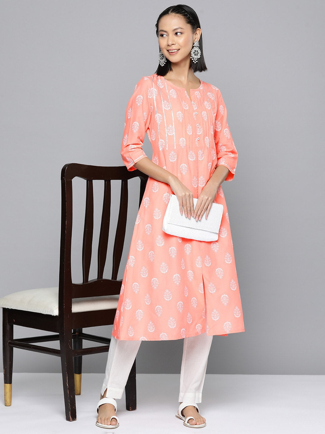 HERE&NOW Ethnic Motifs Printed A-Line Kurta