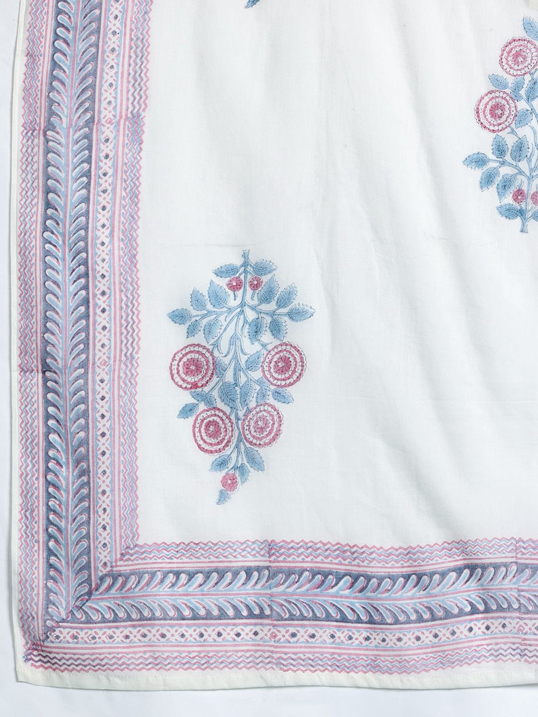 Indo Era Floral Printed Pure Cotton Kurta with Trousers & Dupatta