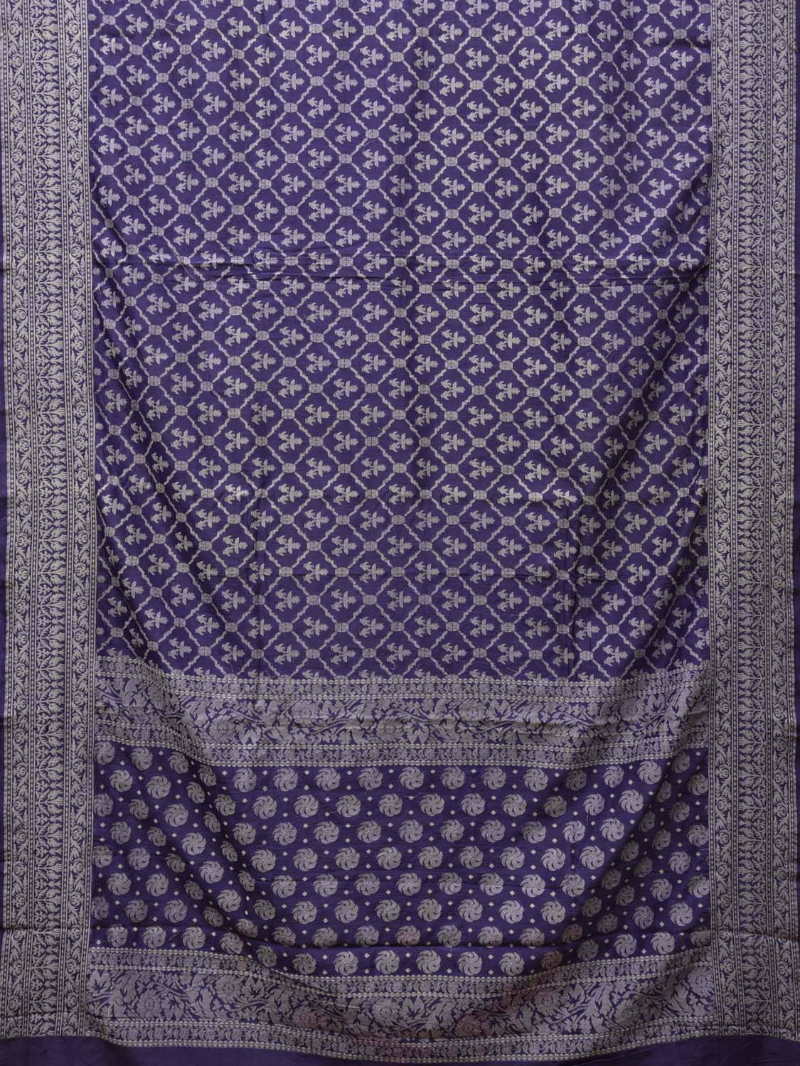 Dark Blue Cut Work Tussar Cotton Handloom Grab2Buy with All Over Jamdani Style Design - Global Threads 