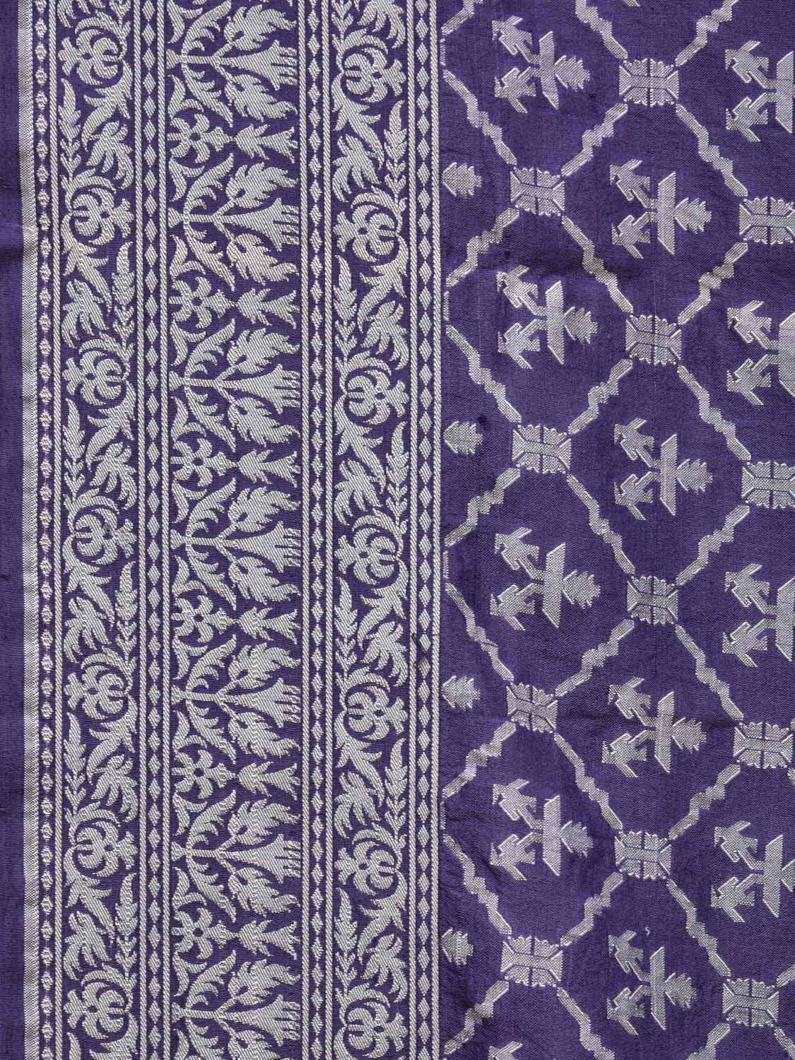 Dark Blue Cut Work Tussar Cotton Handloom Grab2Buy with All Over Jamdani Style Design - Global Threads 