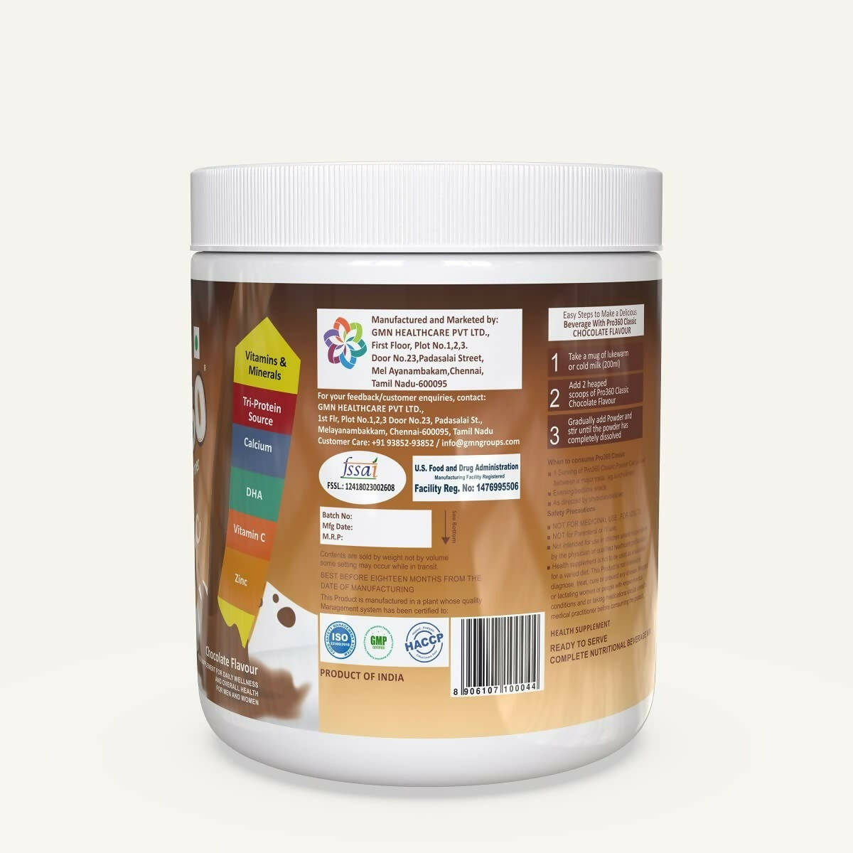 Pro360 Classic Daily Wellness Nutritional Protein Health Drink Supplement Powder 