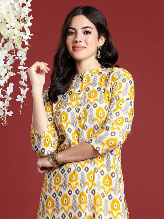 Anouk Ethnic Motifs Ikat Dyed Pure Cotton Kurta | Grab2Buy