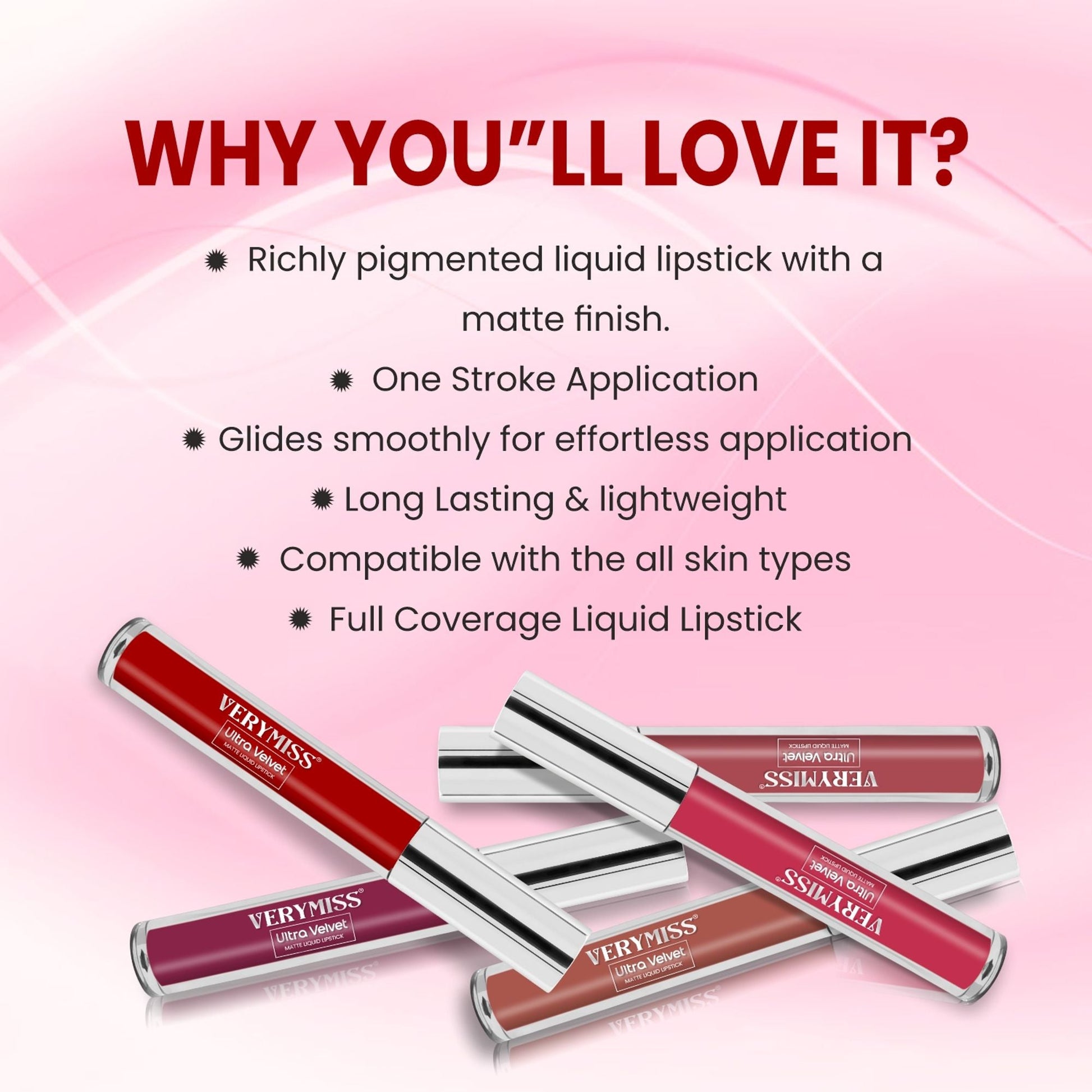 VERYMISS Ultra Velvet Matte Liquid Lipstick - 202 Ruby Pink  Grab2Buy VERYMISS Grab2Buy
