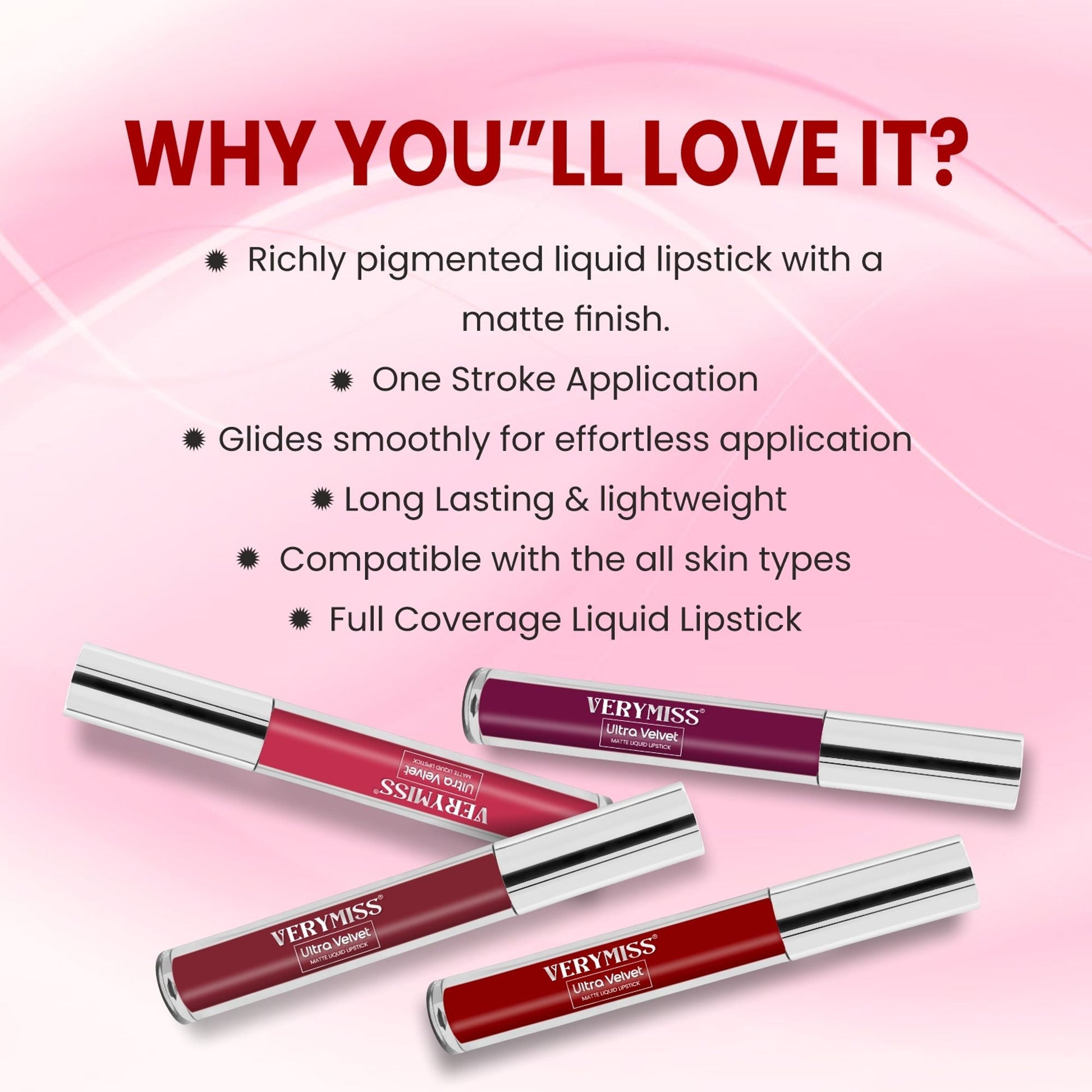 VERYMISS Set Of 4 Long Stay Velvet Matte Non Transfer Lip Color Combo 3  Grab2Buy VERYMISS Grab2Buy