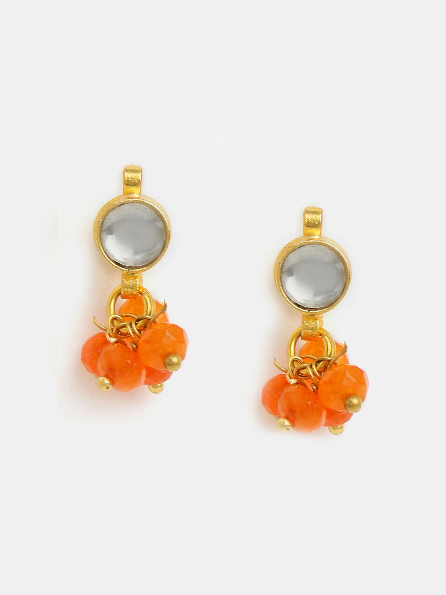 Ruby Raang Mannat Set Of 2 - Orange Embedded Maang Tikka And Earrings