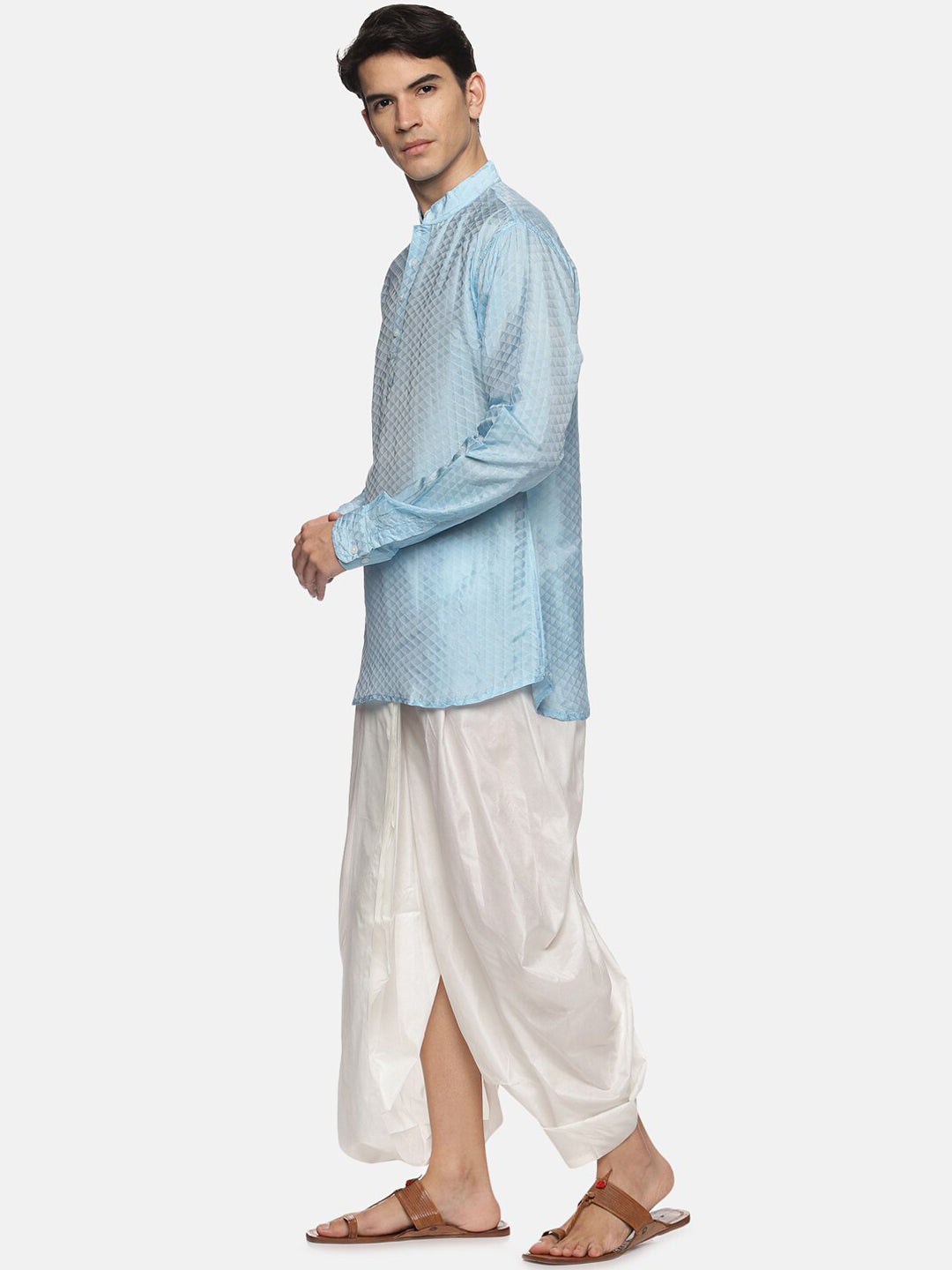 Sethukrishna Mens Blue Kurta with Dhoti Pants