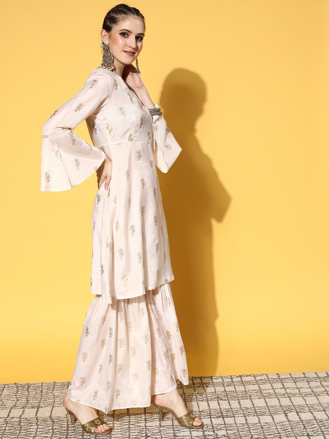 HERE&NOW Women Ethnic Motifs Polyester Print Parade Kurta Set