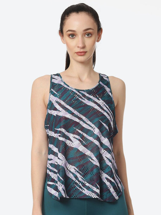 ASICS Ventilate Actibreeze Aop Women White Green Printed T-shirt 