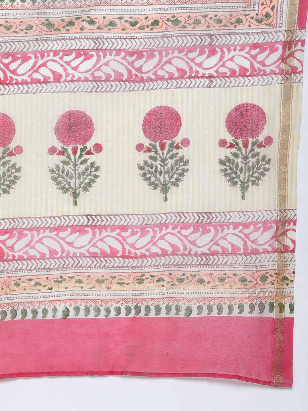 HERE&NOW Floral Printed Panelled Pure Cotton Kurta with Salwar & With Dupatta