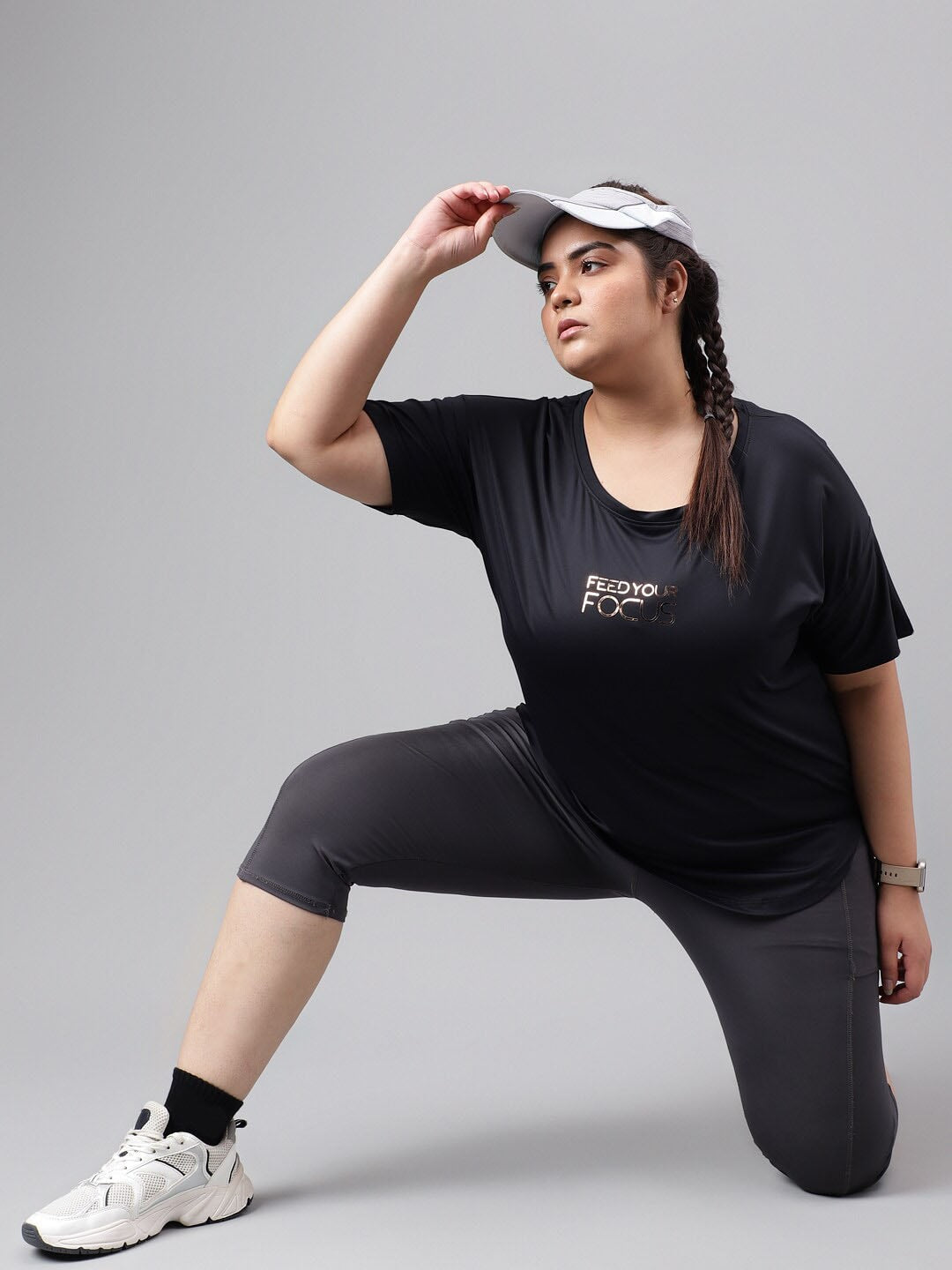 MKH Plus Size Typography Printed Relaxed Fit Dri-FIT T-shirt 