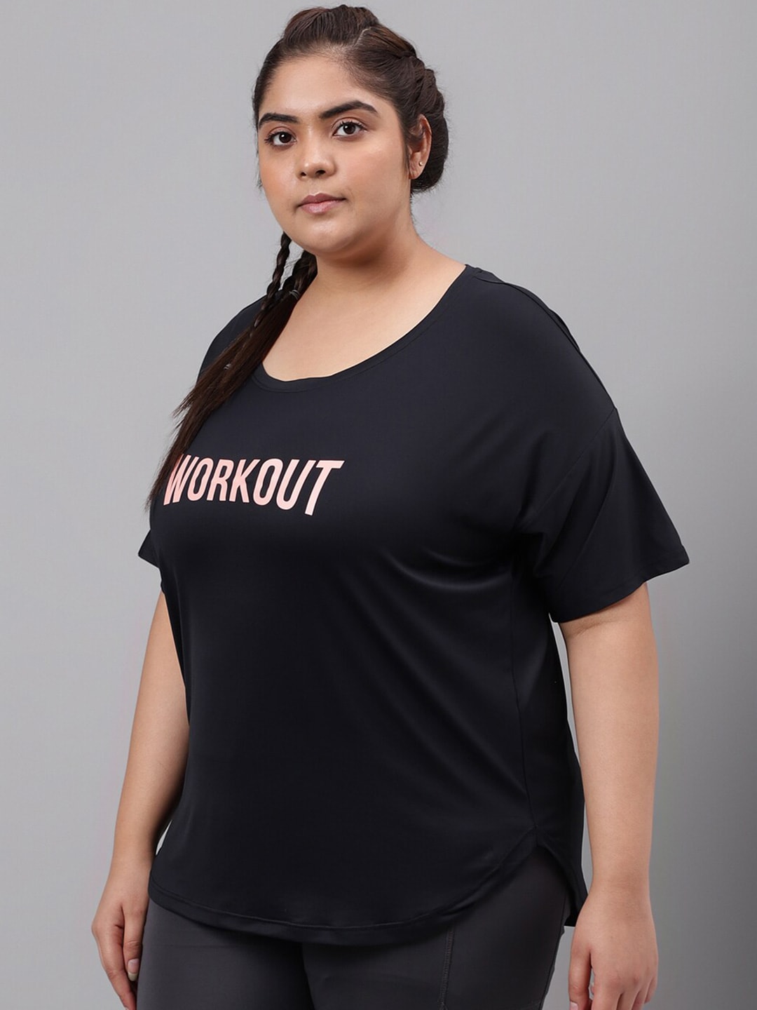 MKH Plus Size Typography Printed Dri-FIT T-shirt 