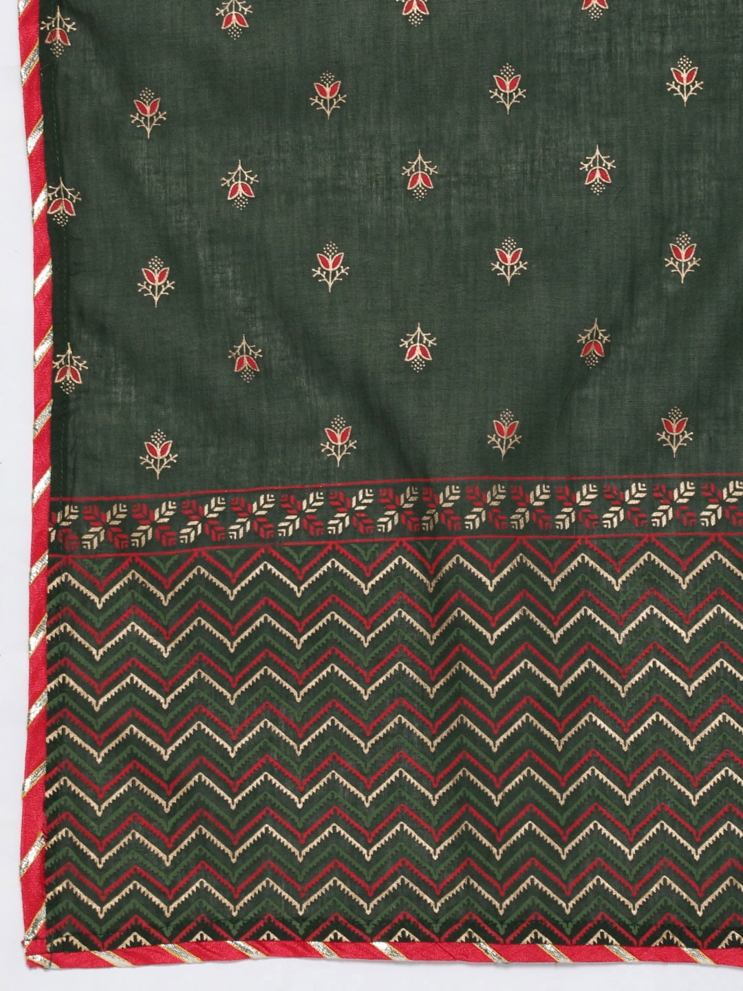 HERE&NOW Ethnic Motifs Printed Gotta Patti Pure Cotton Kurta With Trousers & With Dupatta