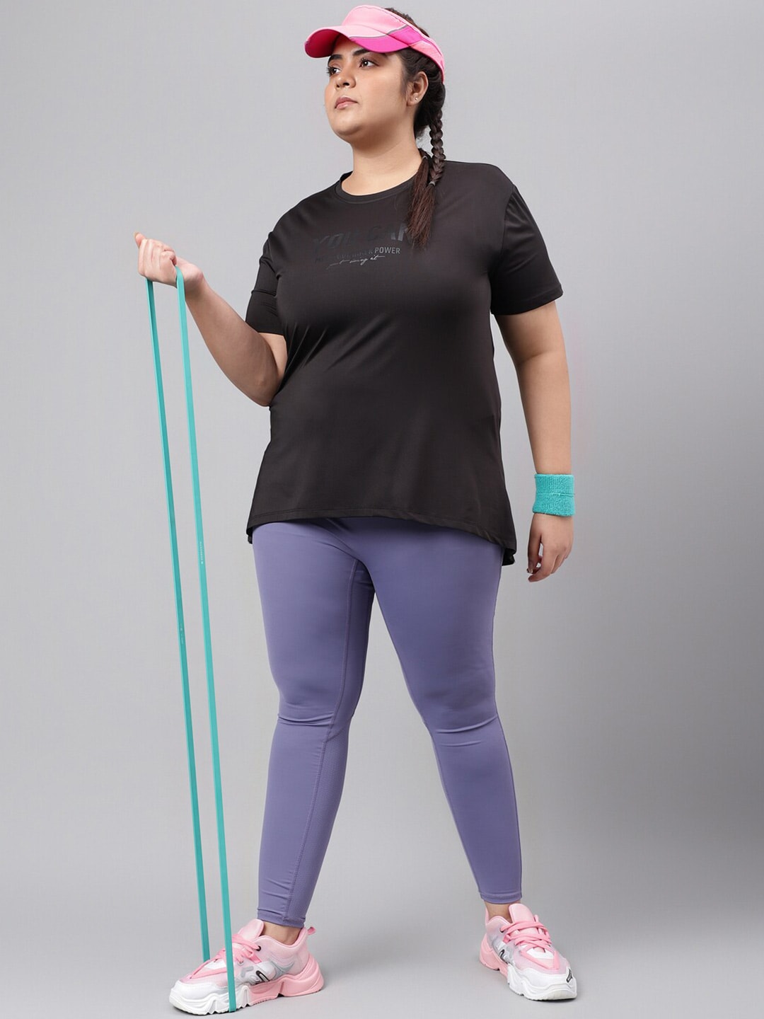 MKH Plus Size Typography Printed Drop Shoulder Sleeves Relaxed Fit Dri-FIT Sports T-Shirt 