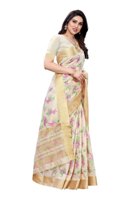 Vamika Cotton Polyester Silk Weaving Cream Grab2Buy (KERALA MANSHI)  Grab2Buy Vamika Grab2Buy