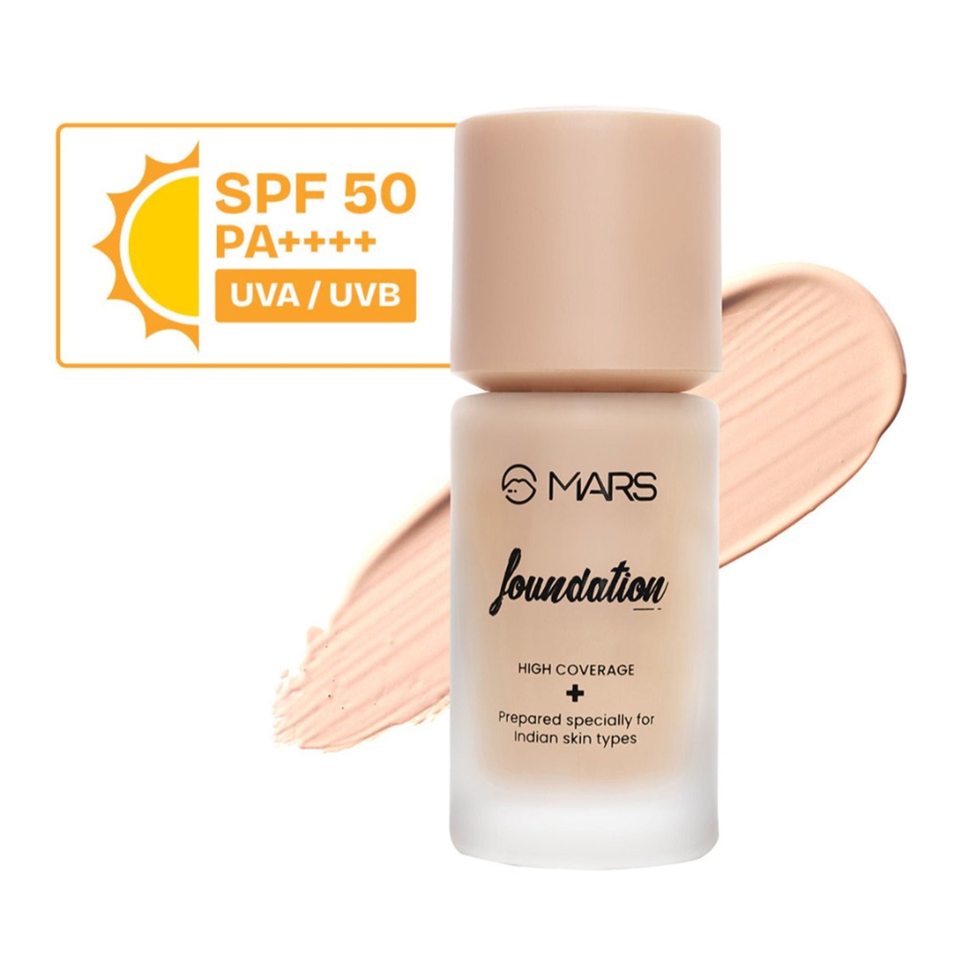 MARS Cosmetics SPF50 PA++++ High Coverage Liquid Foundation - 1 | Grab2Buy