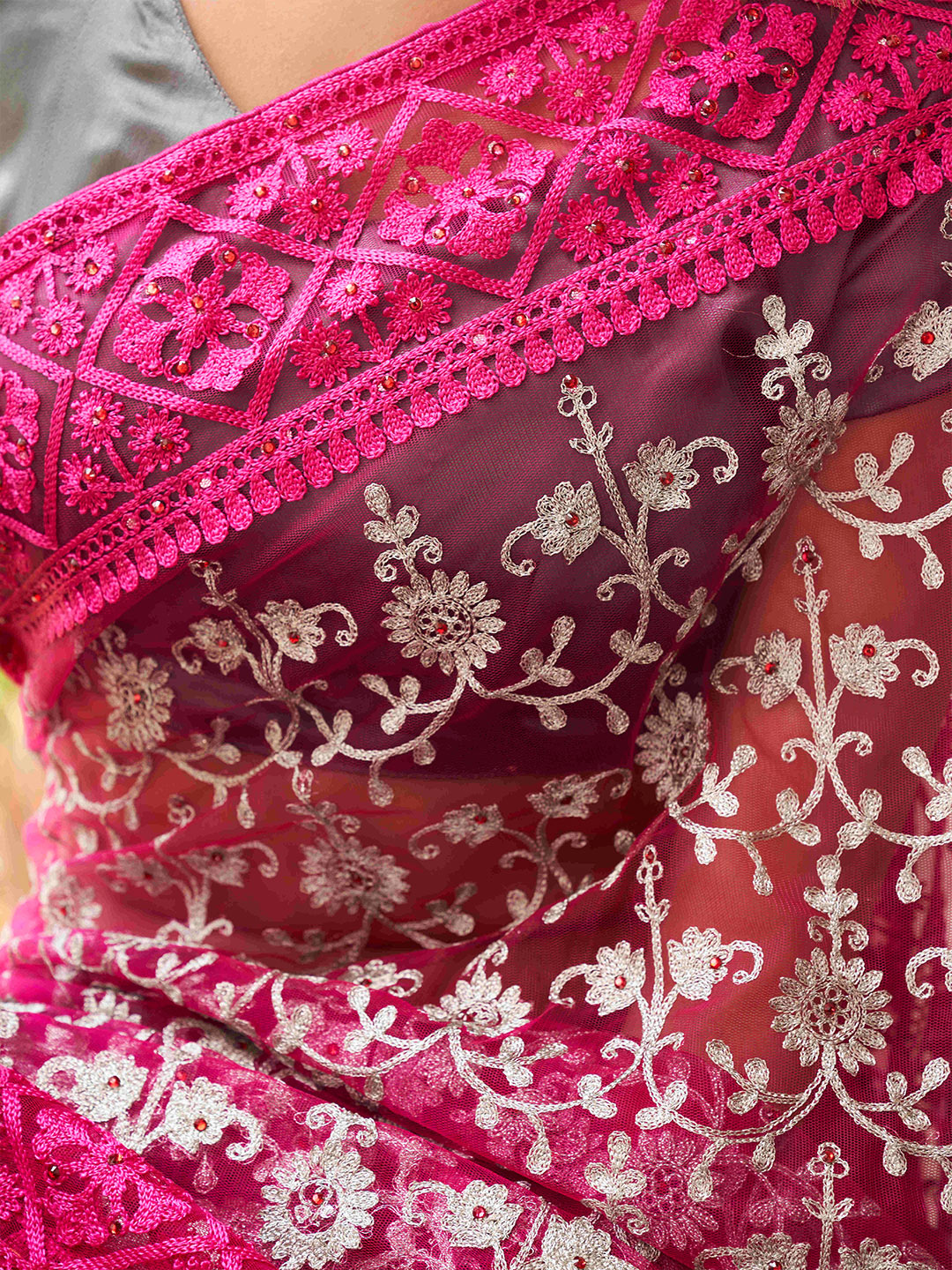 Tikhi Imli Embellished Beads and Stones Net Heavy Work Grab2Buy 