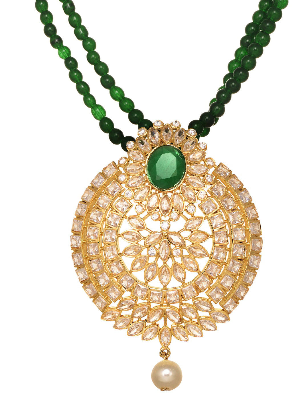 Saraf RS Jewellery GoldPlated Polki Studded With Beads Handcrafted Jewellery Set - Grab2buy
